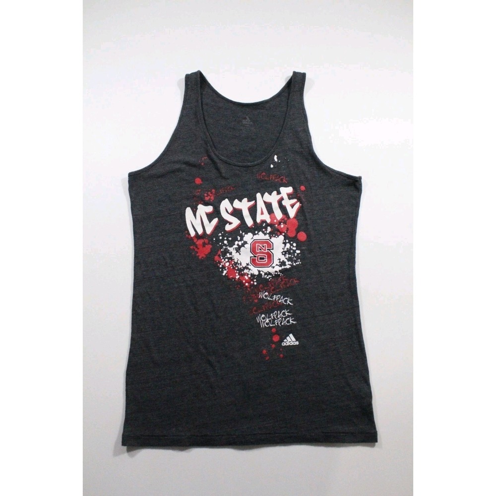 NC State Wolfpack Shirt Womens XL Gray Tank Top‎ Adidas NCAA Sleeveless